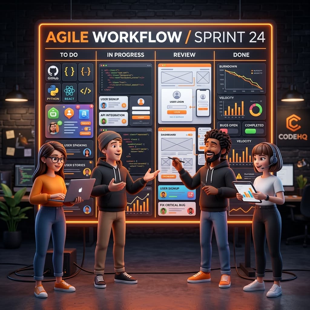Software Development Team Working